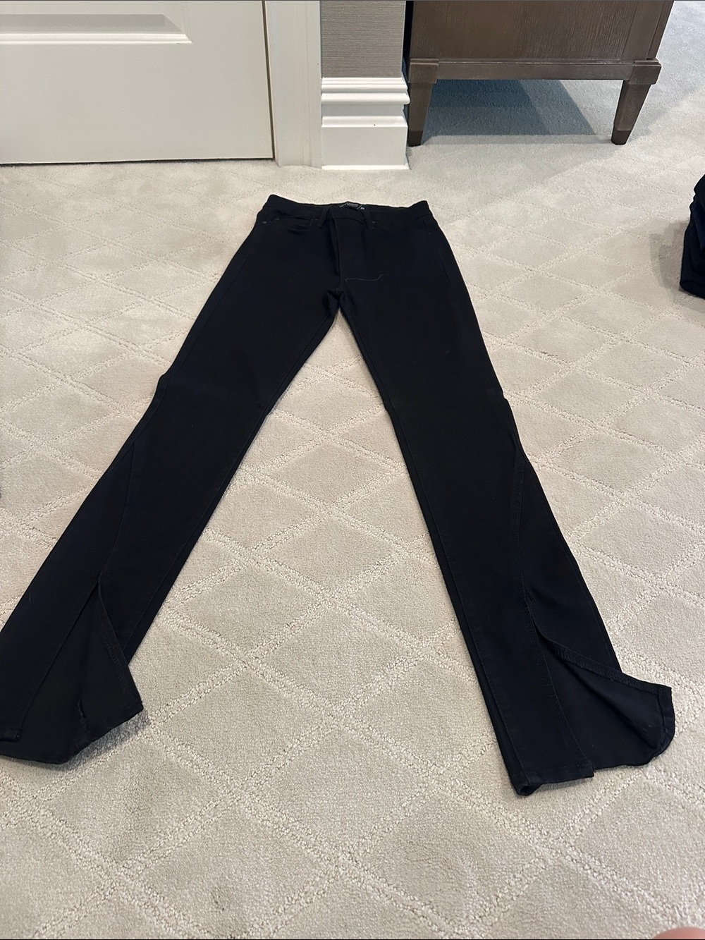 Women's Black Flare-Leg Jeans with Split Hem